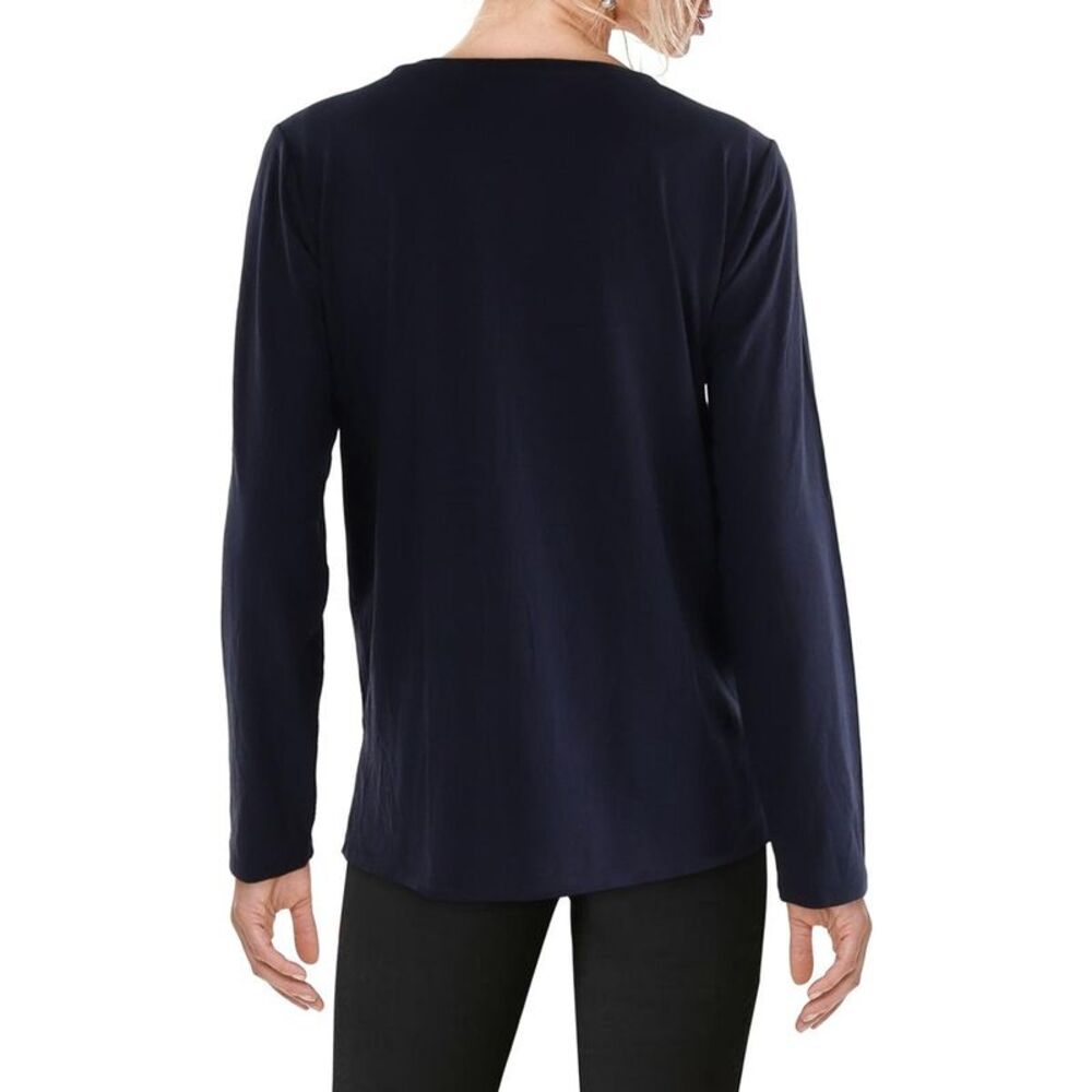 Eileen Fisher Womens Navy Tencel Crewneck Tee Pullover Top Shirt NWOT - Picture 2 of 3